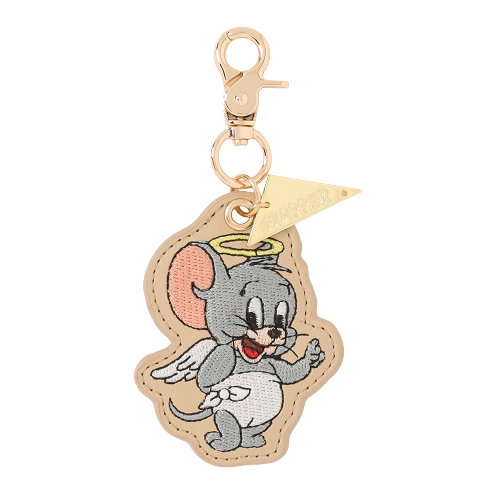 4980【美品】45R シェットランドツィードジャケット　チャーム付き　グレー TOM and JERRY×Flapper 天使と悪魔刺繍チャーム - TOM AND JERRY