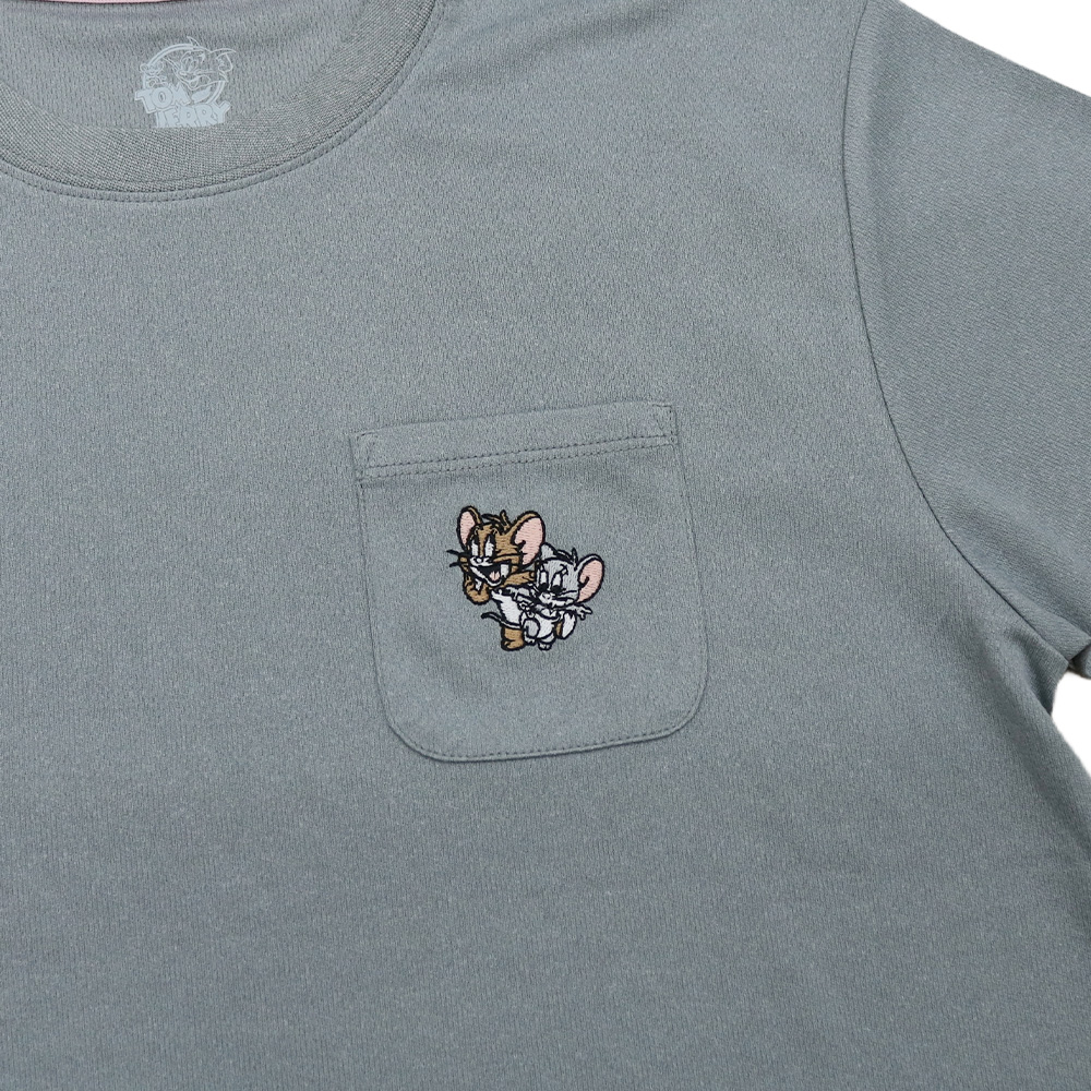 トムとジェリー ポケ付き刺繍Tシャツ（レディース） - TOM AND JERRY
