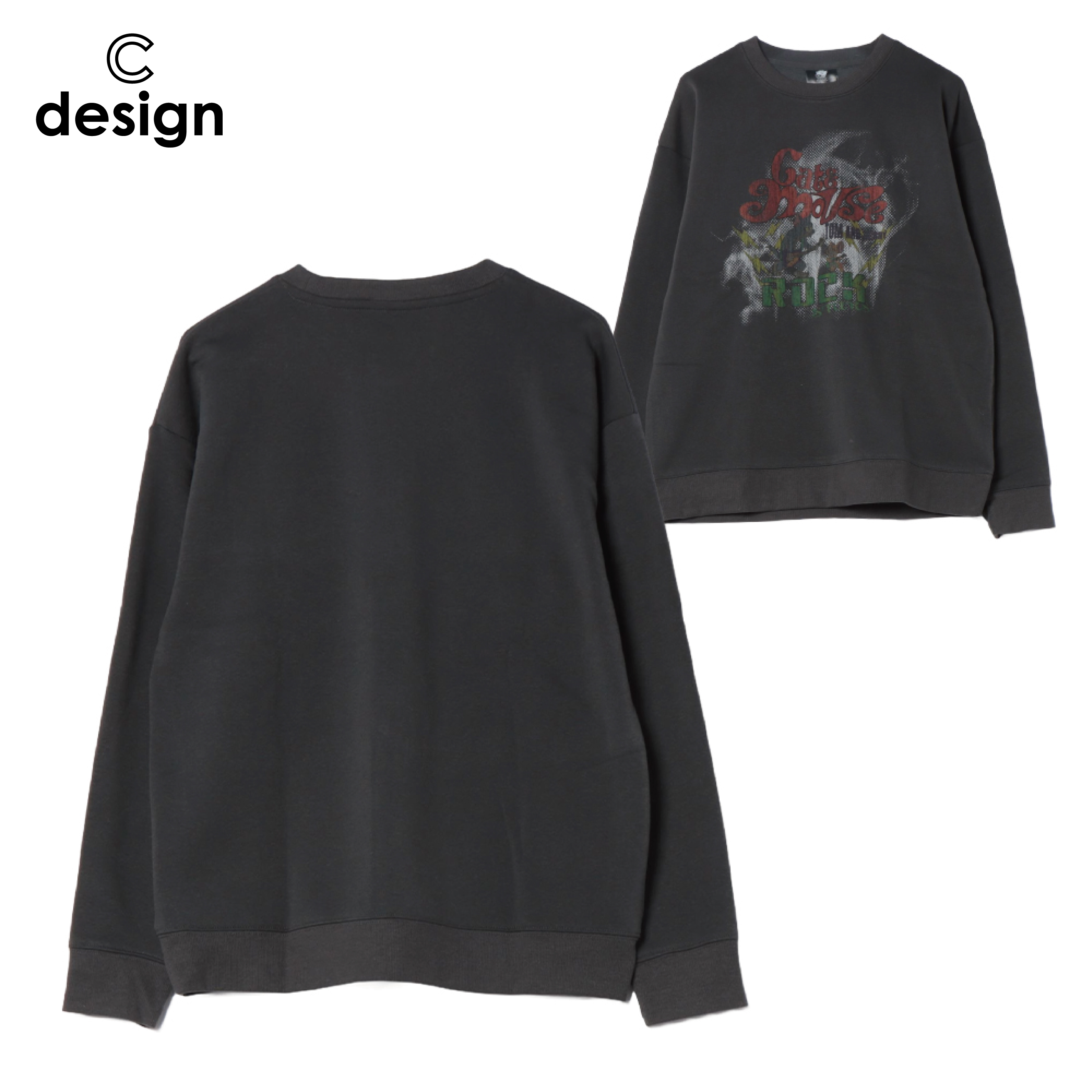 【美品❗️】裏起毛　stone  スウェットトレーナー　ブラック　M moment+ トレーナー スウェット 裏起毛落書き刺繍スウェット