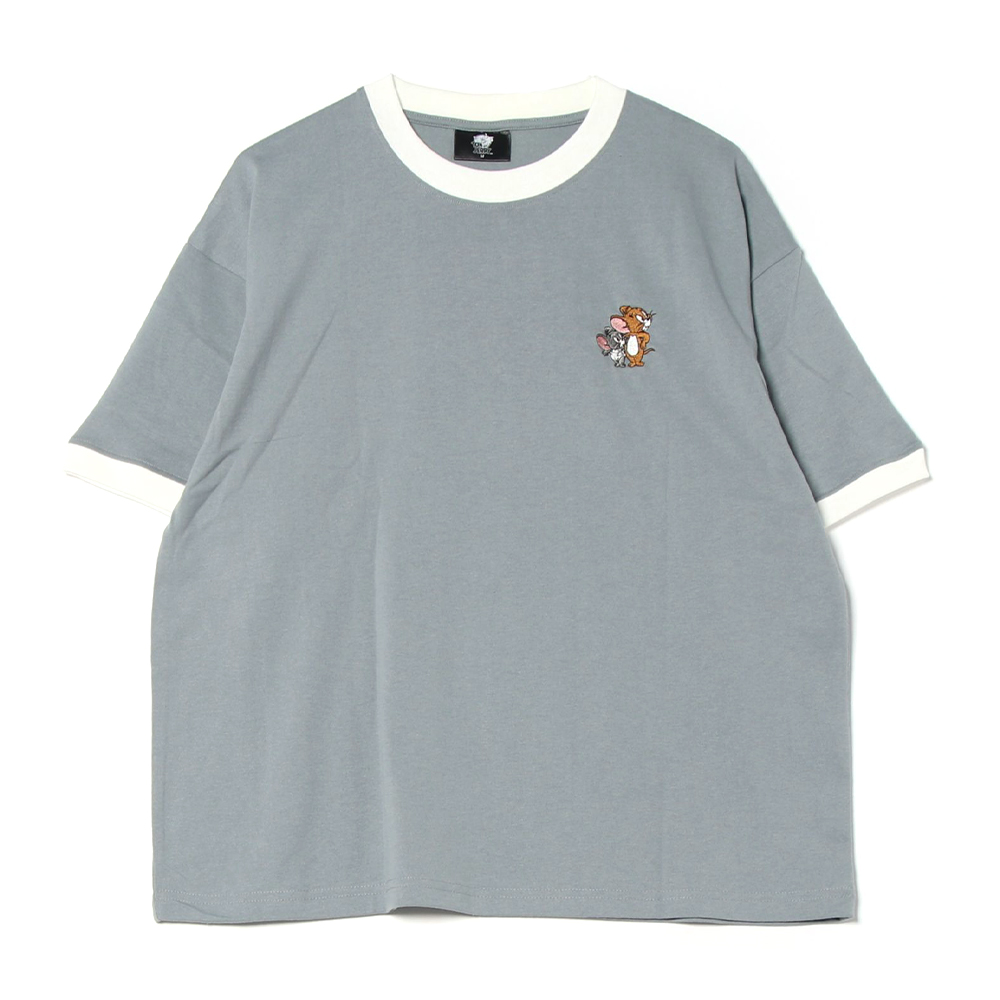 トムとジェリー リンガー配色バック刺繍Tシャツ ジェリーと