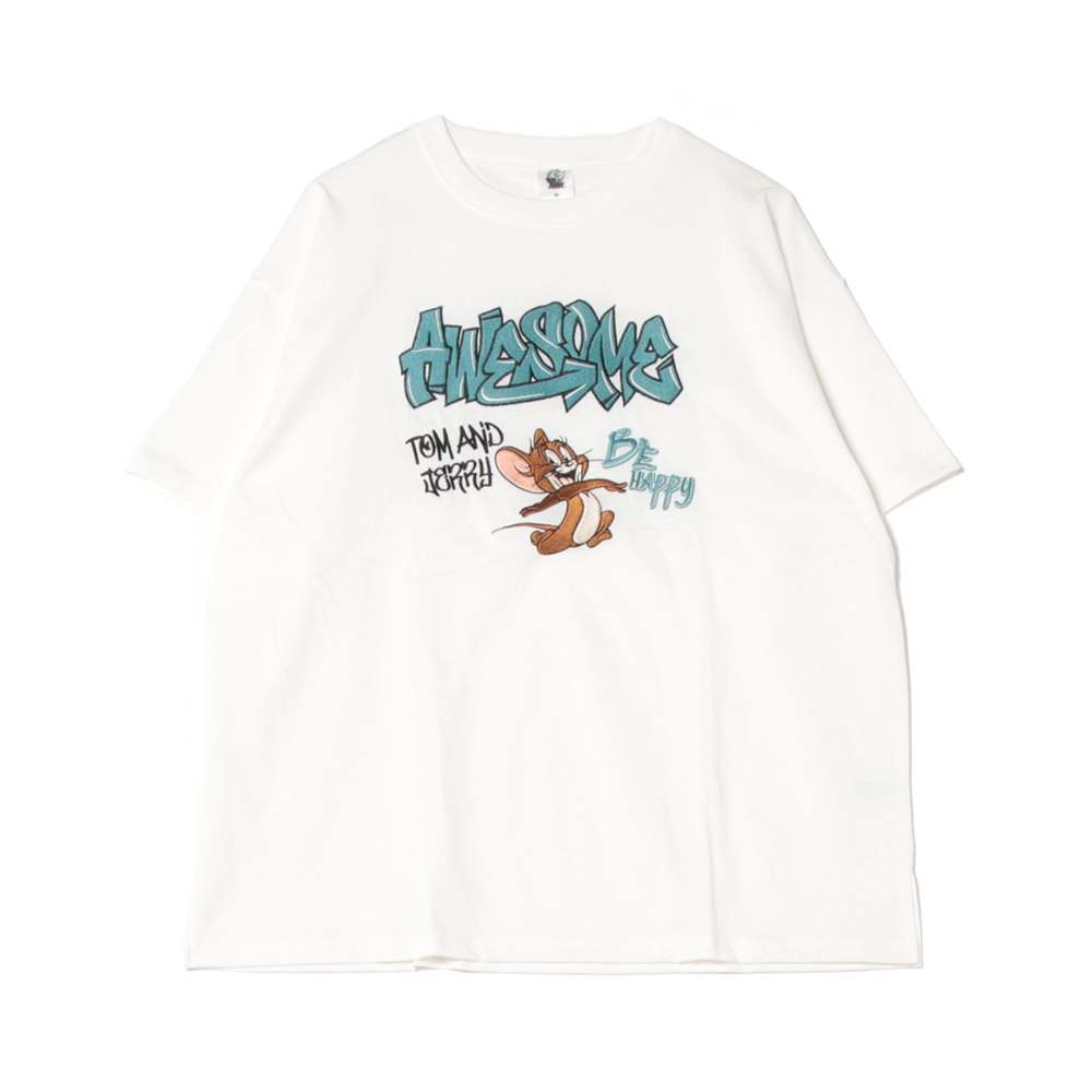 トムとジェリー 総刺繍半袖Tシャツ レディース - TOM AND JERRY