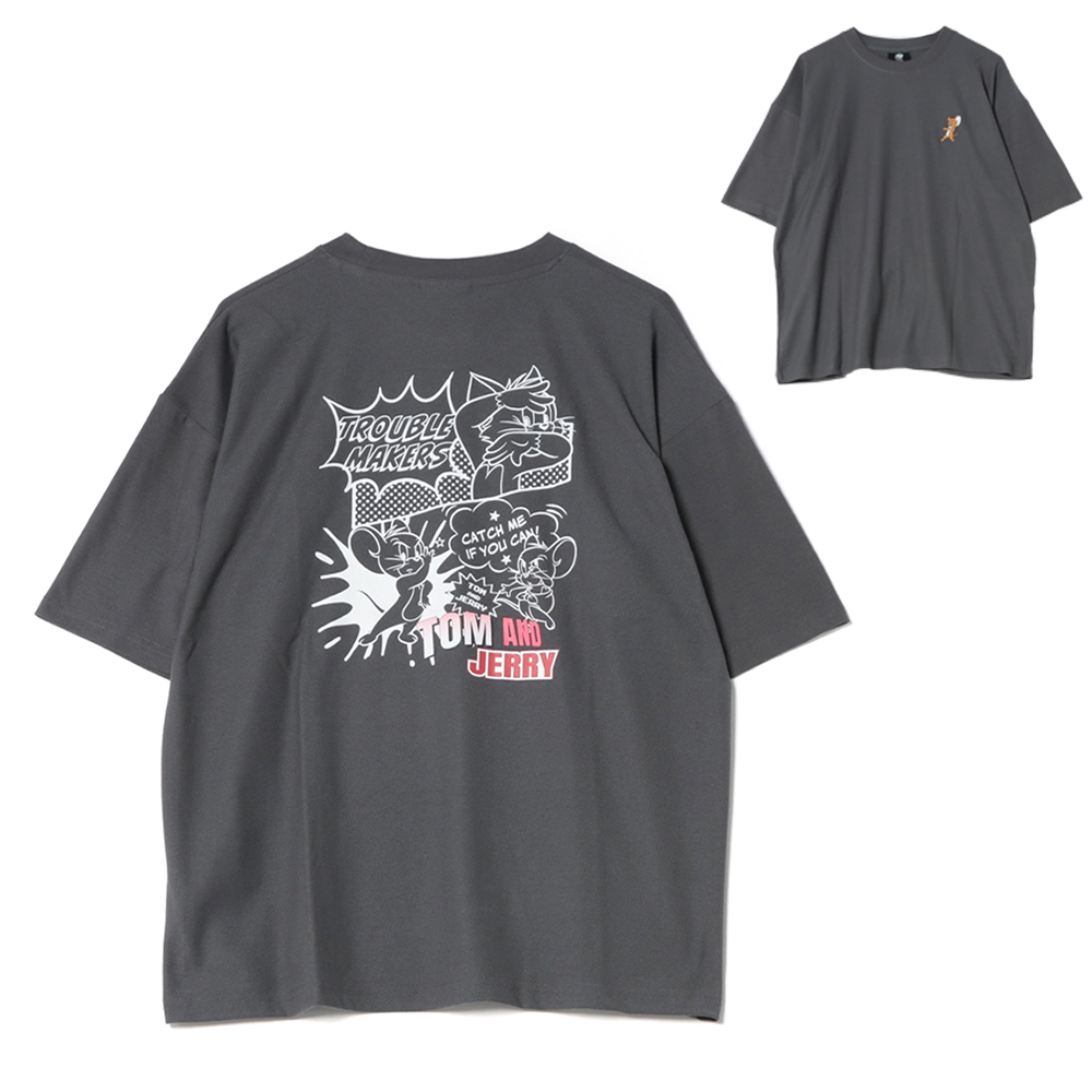 トムとジェリー 梨地JO2立ちプリントTシャツ メンズ - TOM AND JERRY