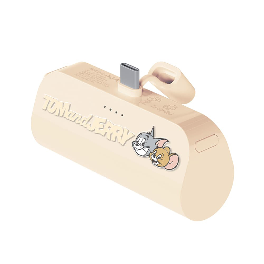 トムとジェリー USB Type-C 直挿しモバイルバッテリー - TOM AND JERRY