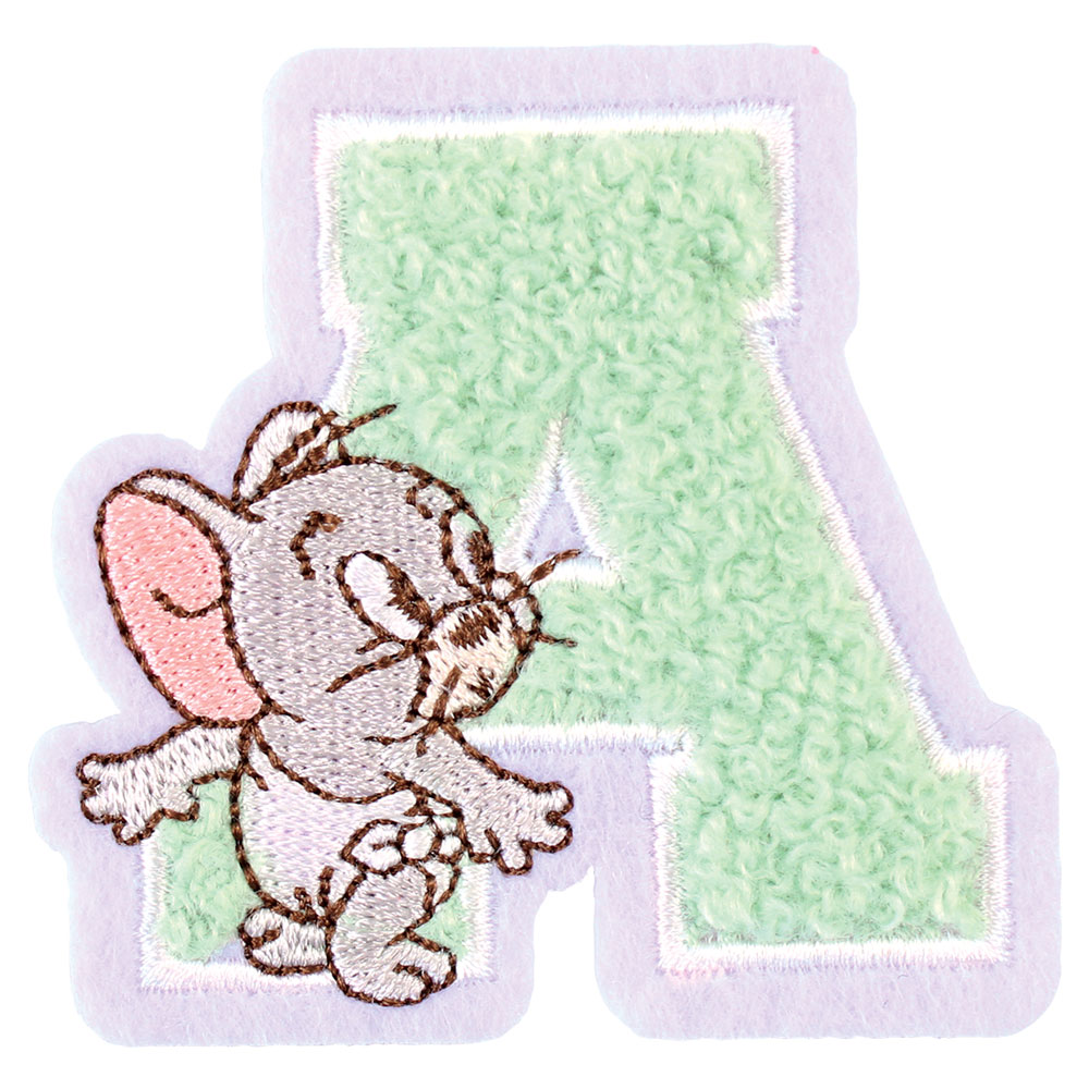 トムとジェリー モコモコイニシャル刺繍ステッカー - TOM AND JERRY