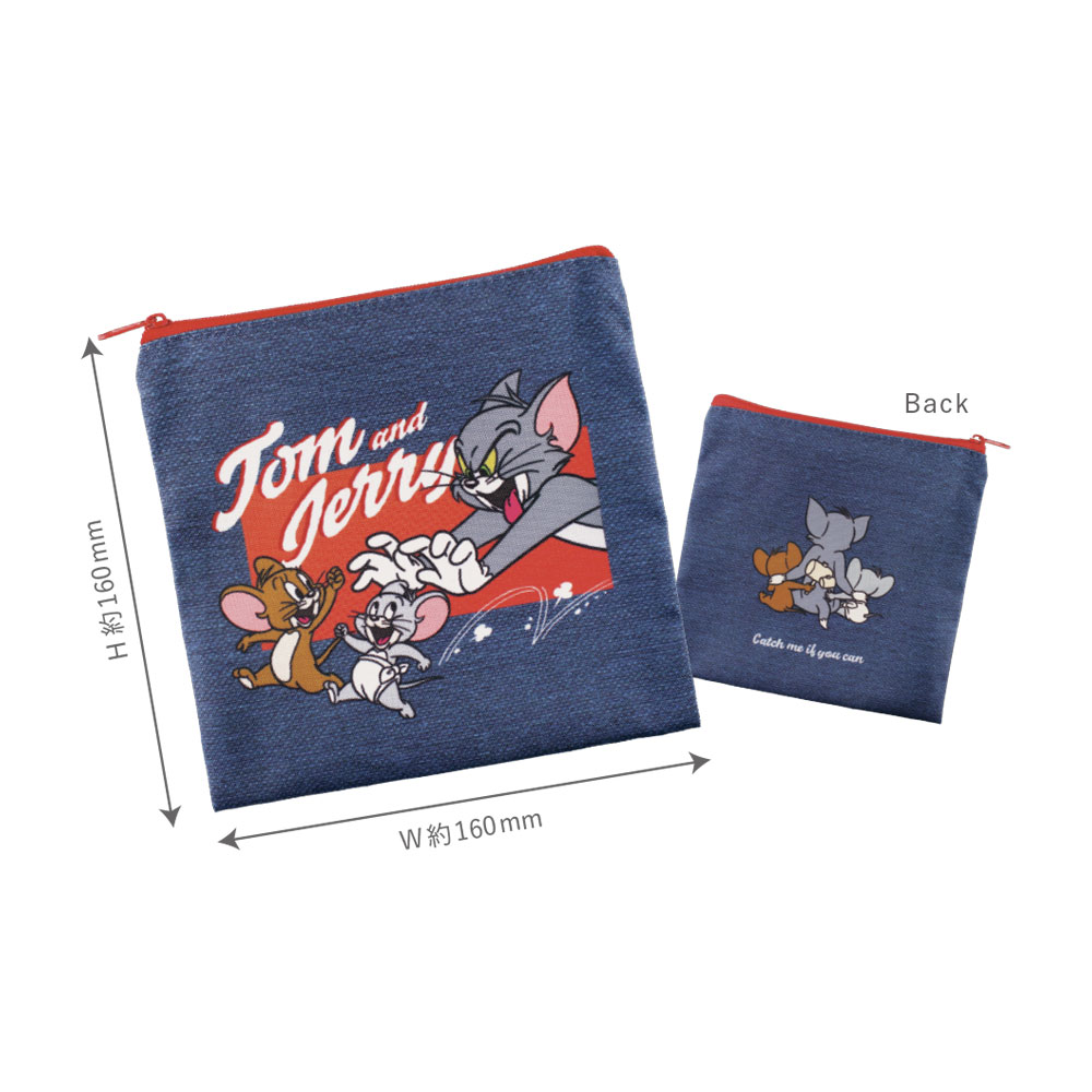トムとジェリー トレーディングデニム風フラットポーチ BOX - TOM AND